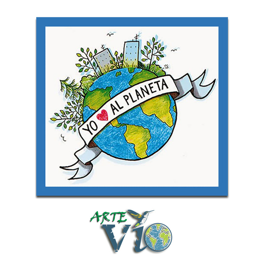 A - Amo al Planeta - Archivo Digital Gratuito - Póster en Alta Resolución sobre Bastidor de Madera Cultivada - 30 x 30 y 48 x 48 cm.