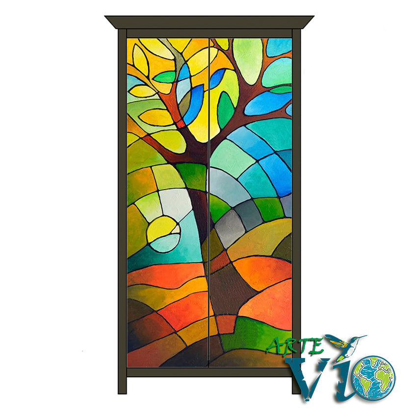 Mural de Árbol - Gabinete Multiusos - Madera Importada - Tamaños y Artes de Diseño Personalizados