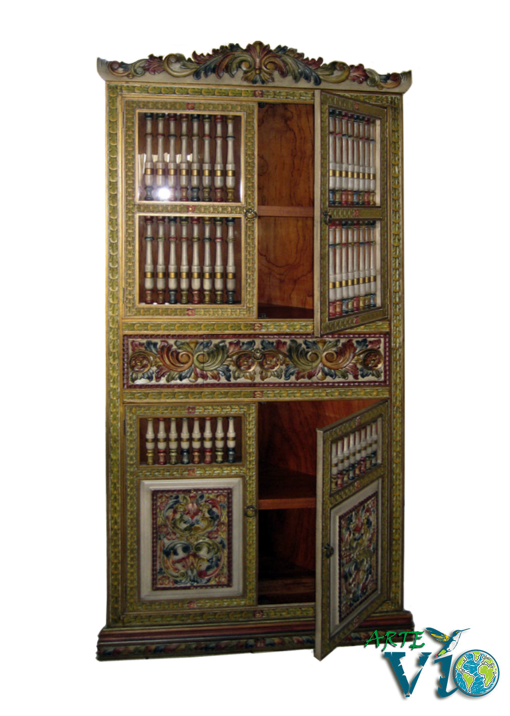 Multiusos - Rústico Colonial - Talla y Pintura Artística Sobresaliente - Madera Sostenible