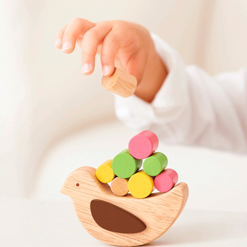B - Ave de Encajar y Apilar en Madera Legal - Aprendizaje para Niños Pequeños - Colores a Personalizar