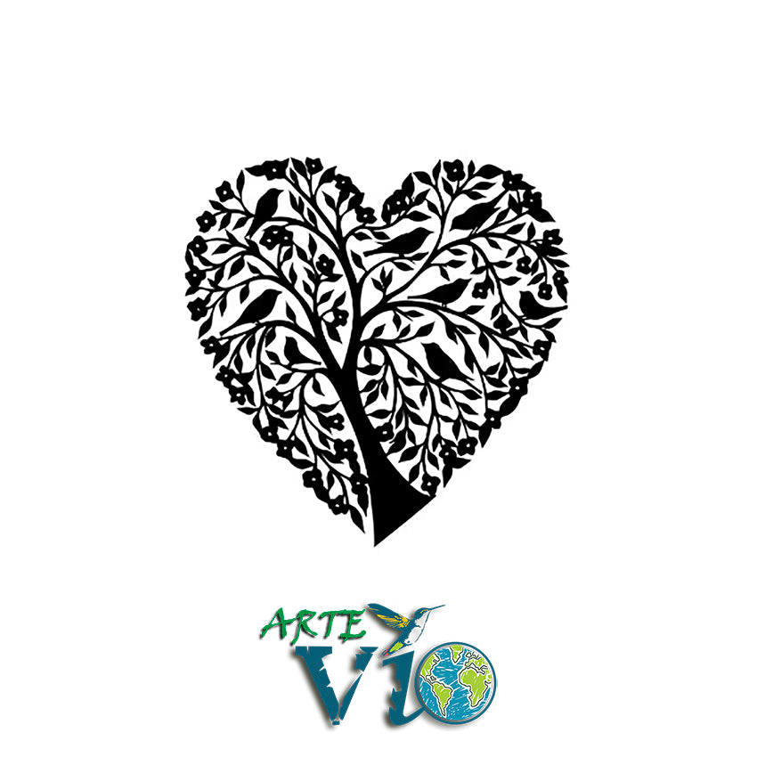 Corazón de Árbol con Aves - Decoración de Pared - Corte en Láser de Alta Precisión - Dos Tamaños a Elegir