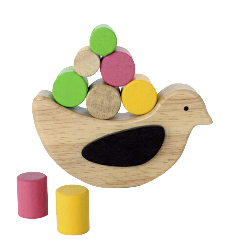B - Ave de Encajar y Apilar en Madera Legal - Aprendizaje para Niños Pequeños - Colores a Personalizar