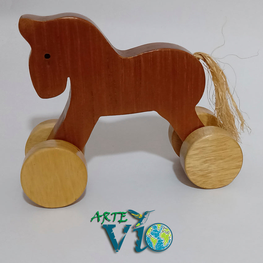 Caballito con Ruedas - Juguete de Colección - Decoración Cuarto del Niño - Acabado al Natural