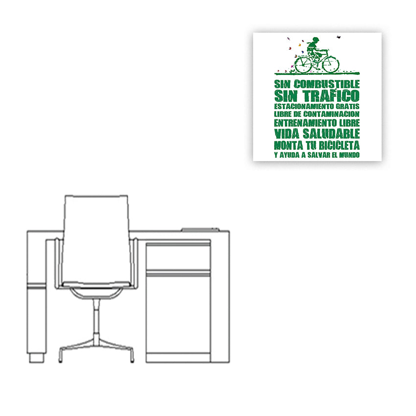 Ciclista Verde - Archivo Digital Gratuito - Cartel en Alta Resolución - 30 x 42 cm - Sobre Bastidor de Madera Cultivada