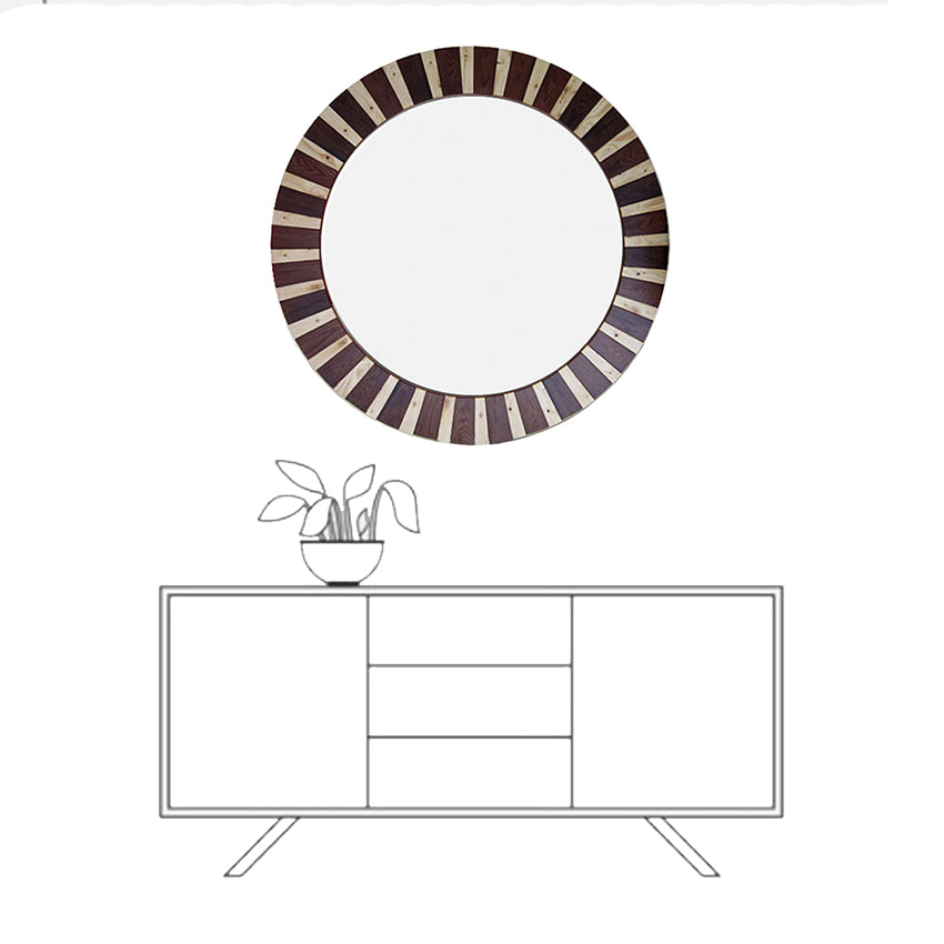 Compuesto 64 en Remate - Madera Reciclada de Pino Oregón Legítimo - Diámetro 121 cm - Espejo 4 mm