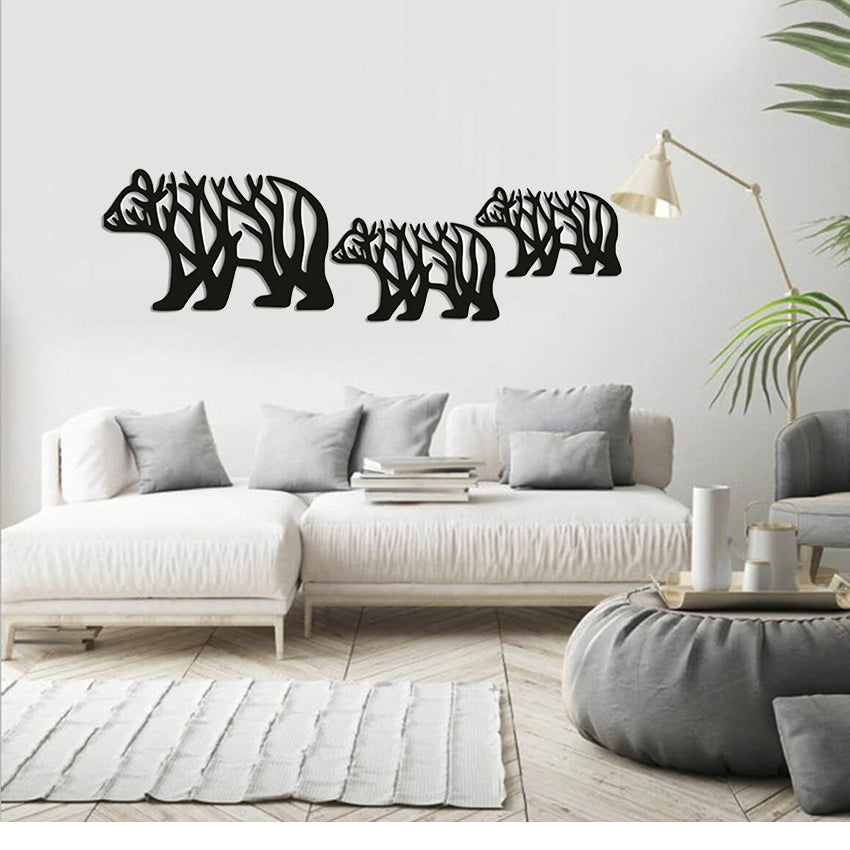 Familia Osos - Decoración de Pared - Corte en Láser de Alta Precisión - Dos Tamaños a Elegir
