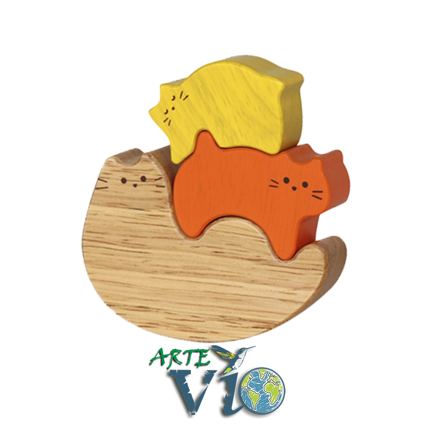 Gatitos de Encajar en Madera Legal - Aprendizaje para Niños Pequeños - Colores Personalizados