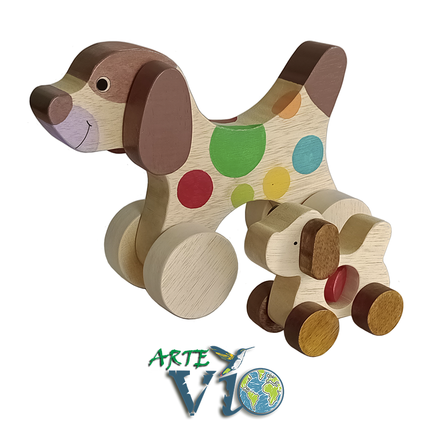 Bebé - Perrito de Corazón y Orejas Movibles - Con Cuerda de Arrastre - Colores a Personalizar
