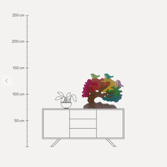 Árbol Multicolor con Aves - Desarmable de 10 Piezas - Colores a Personalizar - Reverso Diferenciado
