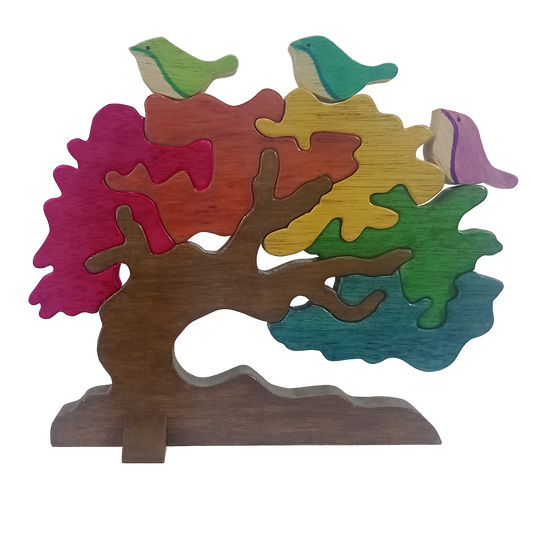 Árbol Multicolor con Aves - Desarmable de 10 Piezas - Colores a Personalizar - Reverso Diferenciado