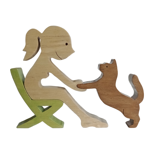 Mi Mascota Preferida - Mujer en Sillón con Gato - 2 Tamaños a escoger - Color a Personalizar