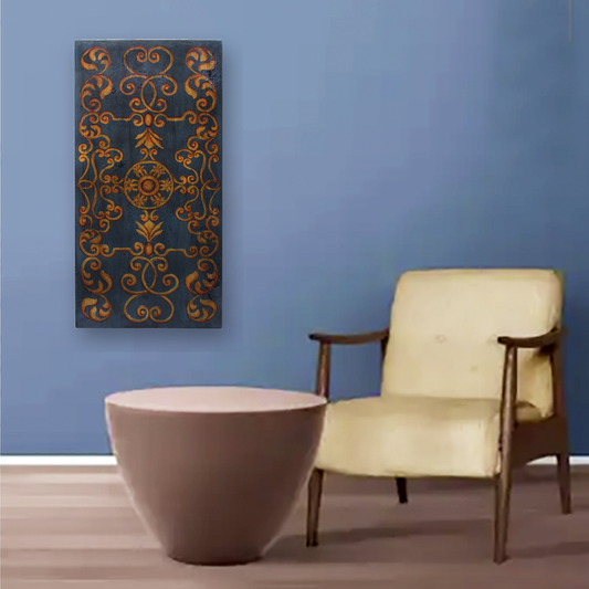Britania - Arte de Pared en Madera Envejecida Pintada a Mano – Estilo Renacentista – 60 x 120 cm